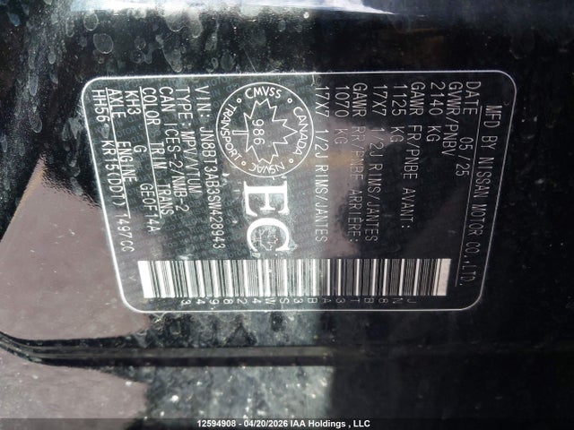 Aukcja sprzedaży 2025 Nissan Rogue S, vin: JN8BT3AB3SW428943, numer aukcji: 12594908