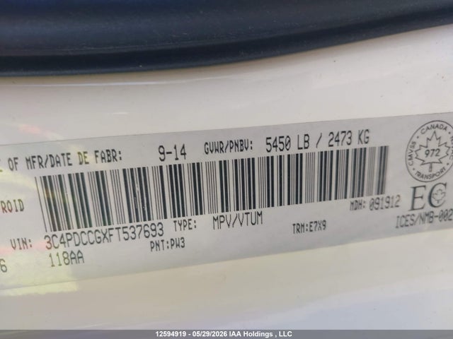 3C4PDCCGXFT537693 Dodge Journey Sxt