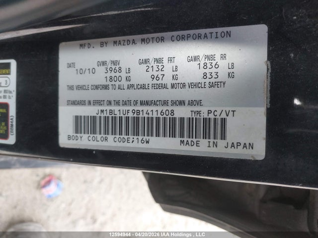 Aukcja sprzedaży 2011 Mazda Mazda3 Gx, vin: JM1BL1UF9B1411608, numer aukcji: 12594944