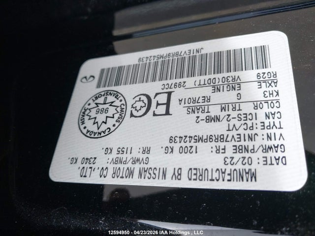 Продажа на аукционе авто 2023 Infiniti Q50 Luxe, vin: JN1EV7BR9PM542439, номер лота: 12594950