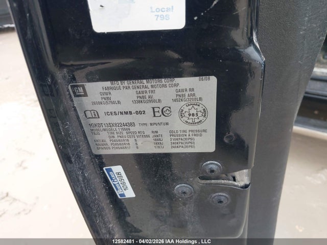 12582481 :رقم المزاد ، 1GKDT13SX82244383 vin ، 2008 Gmc Envoy Sle/slt مزاد بيع