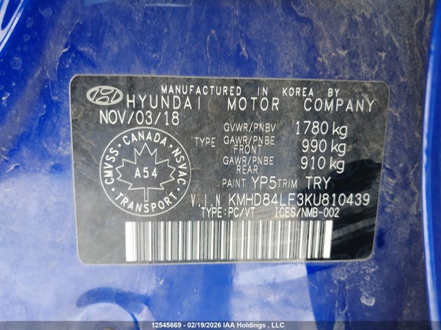 KMHD84LF3KU810439 Hyundai Elantra Preferred