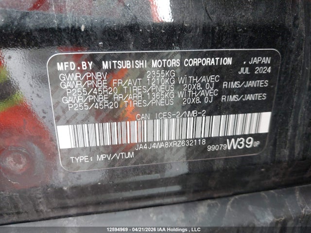 JA4J4WA8XRZ632118 Mitsubishi Outlander Gt/gt Noir/gt Premium