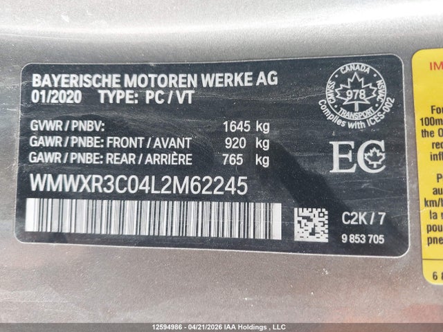 WMWXR3C04L2M62245 Mini 3 Door Cooper