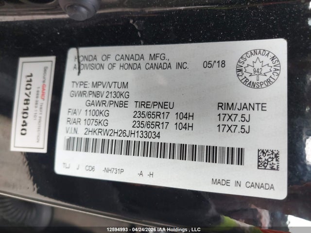 2HKRW2H26JH133034 Honda CR-V LX