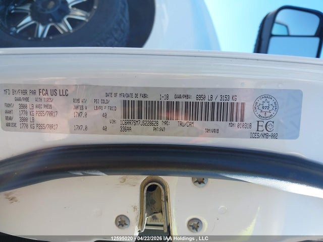 12595020 :رقم المزاد ، 1C6RR7SM7JS228628 vin ، 2018 Ram 1500 St مزاد بيع