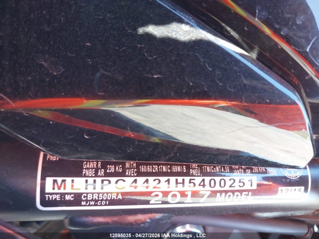 MLHPC4421H5400251 Honda Cbr500 Ra-abs