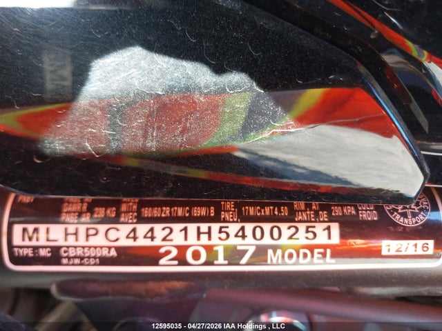 MLHPC4421H5400251 Honda Cbr500 Ra-abs