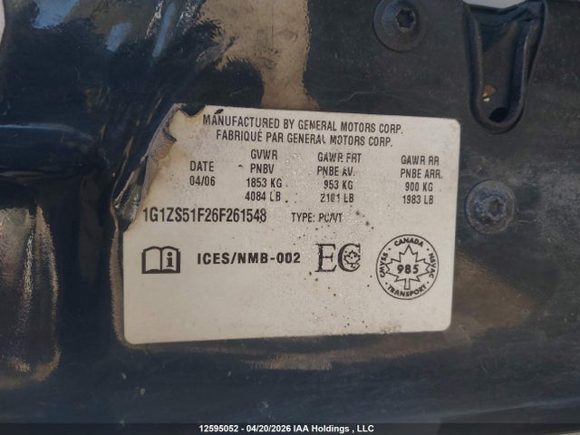 Aukcja sprzedaży 2006 Chevrolet Malibu Ls, vin: 1G1ZS51F26F261548, numer aukcji: 12595052