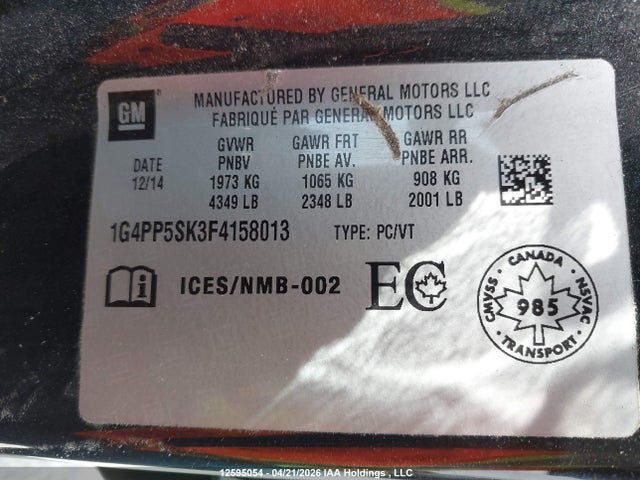 Продажа на аукционе авто 2015 Buick Verano, vin: 1G4PP5SK3F4158013, номер лота: 12595054