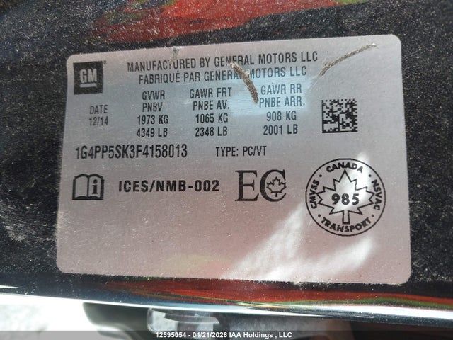 Продажа на аукционе авто 2015 Buick Verano, vin: 1G4PP5SK3F4158013, номер лота: 12595054