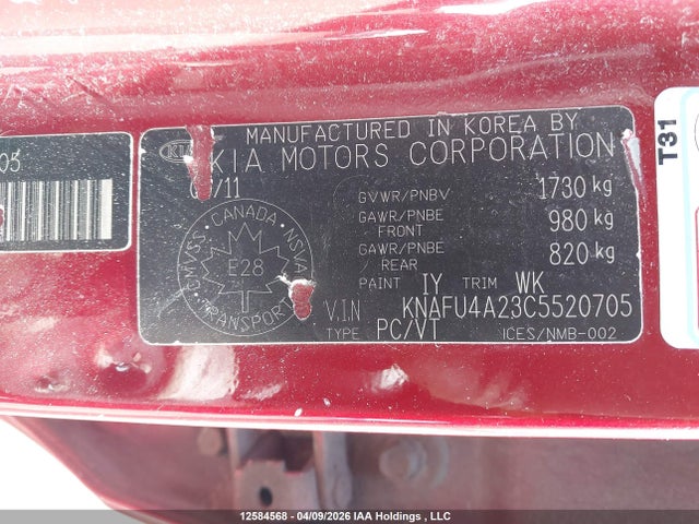 Aukcja sprzedaży 2012 Kia Forte 2.0l Ex, vin: KNAFU4A23C5520705, numer aukcji: 12584568