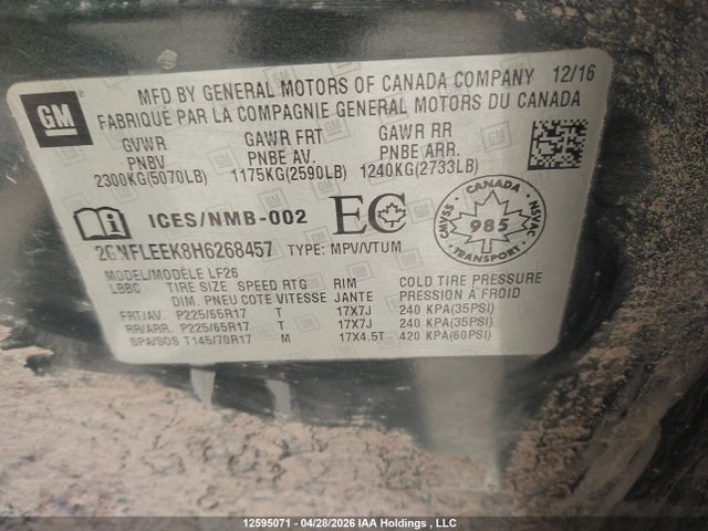 Aukcja sprzedaży 2017 Chevrolet Equinox Ls, vin: 2GNFLEEK8H6268457, numer aukcji: 12595071