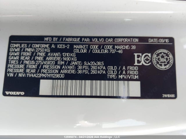 YV4A22PM7H1129830 Volvo Xc90 T6 R-design