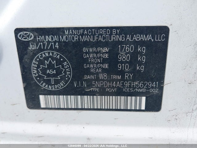 Продаж на аукціоні авто 2015 Hyundai Elantra Se/sport/limited, vin: 5NPDH4AE9FH562941, номер лоту: 12595099