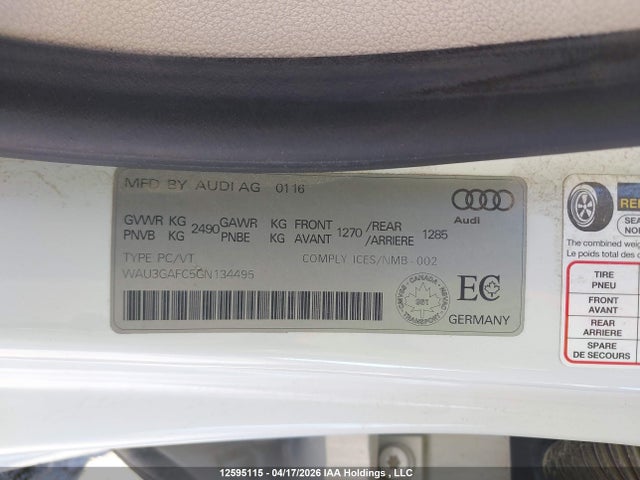 12595115 :رقم المزاد ، WAU3GAFC5GN134495 vin ، 2016 Audi A7 Quattro Prog/technik S Ln مزاد بيع
