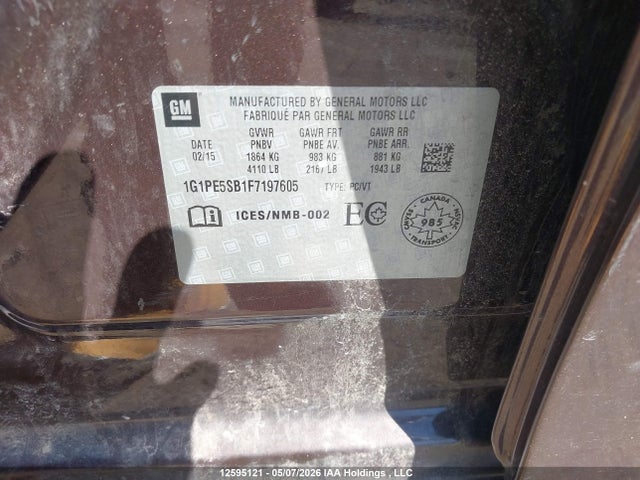 1G1PE5SB1F7197605 Chevrolet Cruze 2lt
