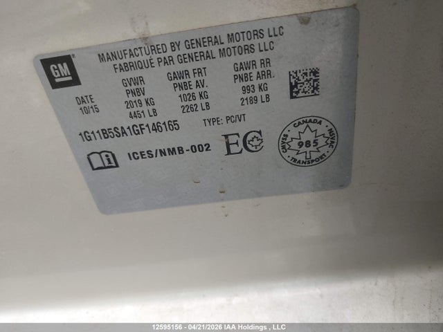 1G11B5SA1GF146165 Chevrolet Malibu Limited Ls