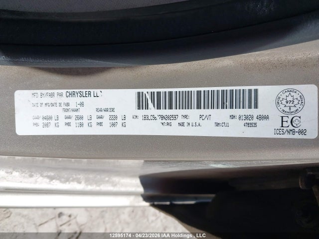 12595174 :رقم المزاد ، 1B3LC56R78N202597 vin ، 2008 Dodge Avenger Sxt مزاد بيع