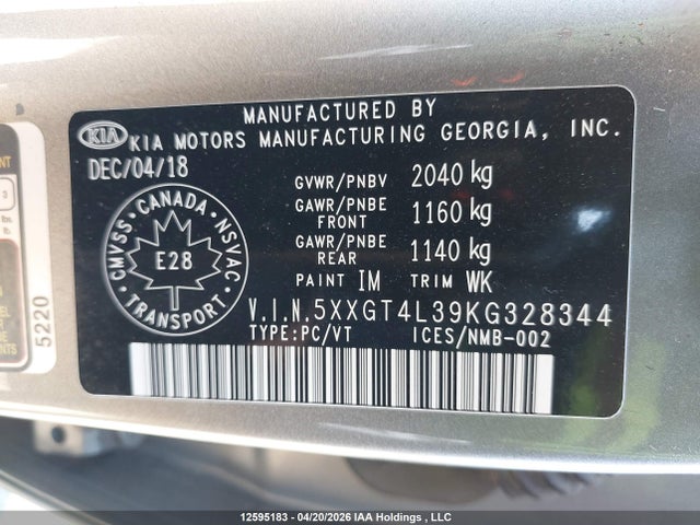 Продаж на аукціоні авто 2019 Kia Optima Lx/lx+, vin: 5XXGT4L39KG328344, номер лоту: 12595183