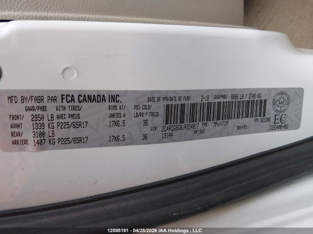 Aukcja sprzedaży 2018 Dodge Grand Caravan Cvp/sxt, vin: 2C4RDGBG8JR224817, numer aukcji: 12595191
