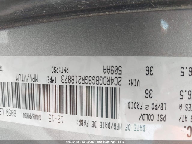 12595193 :رقم المزاد ، 2C4RDGBG9GR218873 vin ، 2016 Dodge Grand Caravan Se/sxt مزاد بيع