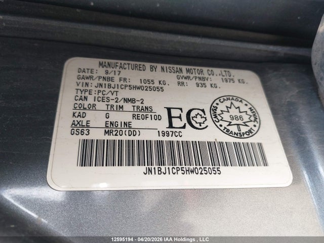 JN1BJ1CP5HW025055 Nissan Qashqai S/sv