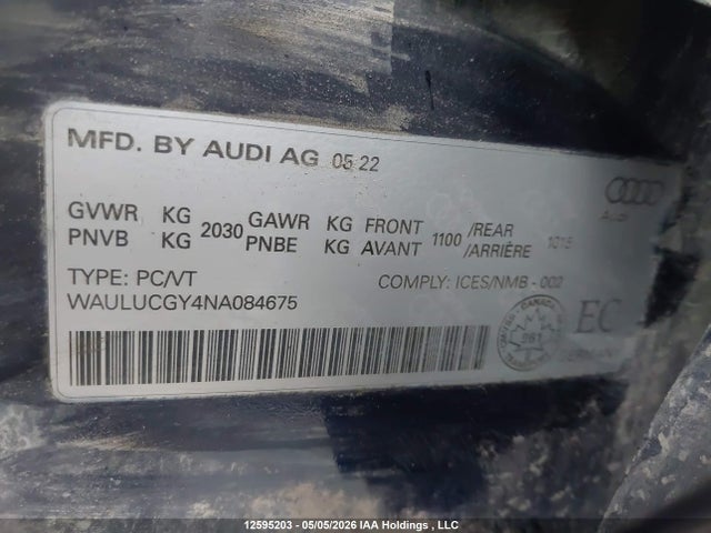 Продажа на аукционе авто 2022 Audi A3 40 Progressiv, vin: WAULUCGY4NA084675, номер лота: 12595203
