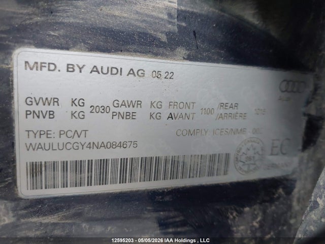 Продажа на аукционе авто 2022 Audi A3 40 Progressiv, vin: WAULUCGY4NA084675, номер лота: 12595203