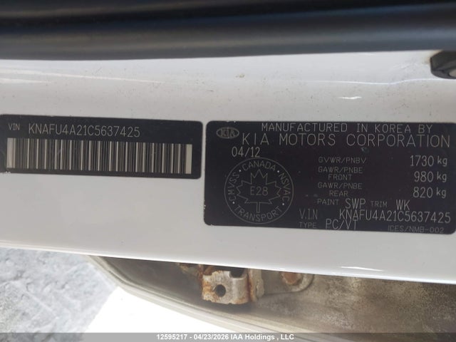 Aukcja sprzedaży 2012 Kia Forte, vin: KNAFU4A21C5637425, numer aukcji: 12595217