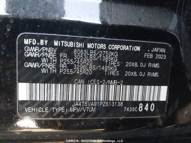 Продажа на аукционе авто 2023 Mitsubishi Outlander Phev Gt, vin: JA4T5VA91PZ613138, номер лота: 12595218