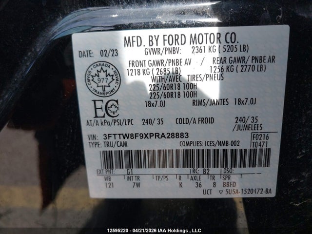 Продажа на аукционе авто 2023 Ford Maverick Xl/xlt/lariat, vin: 3FTTW8F9XPRA28883, номер лота: 12595220