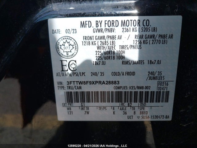 Продажа на аукционе авто 2023 Ford Maverick Xl/xlt/lariat, vin: 3FTTW8F9XPRA28883, номер лота: 12595220