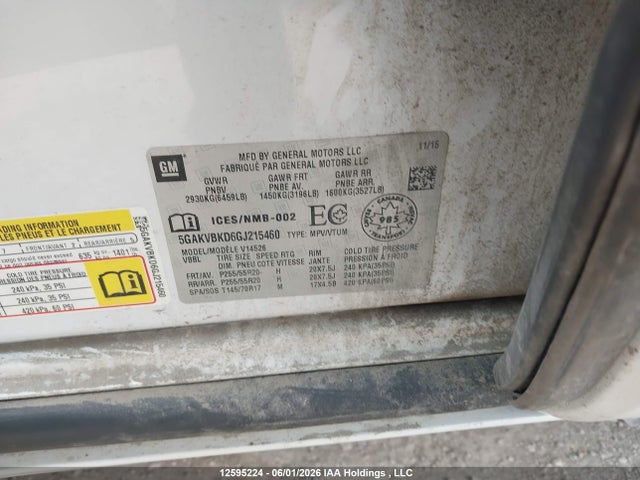 Buick Enclave 2016 5GAKVBKD6GJ215460 Image 9