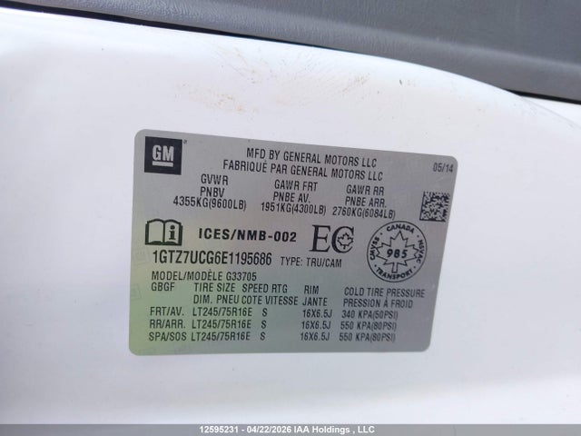 2014 Gmc Savana 3500 1wt მანქანა იყიდება აუქციონზე, vin: 1GTZ7UCG6E1195686, აუქციონის ნომერი: 12595231
