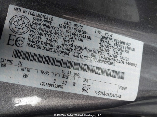 Продажа на аукционе авто 2013 Ford Focus Se, vin: 1FADP3F25DL140093, номер лота: 12595256