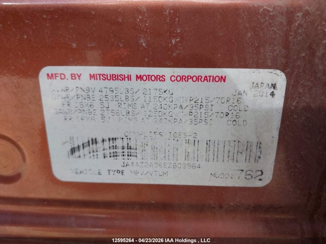 Продажа на аукционе авто 2014 Mitsubishi Outlander Es, vin: JA4AZ2A36EZ606964, номер лота: 12595264