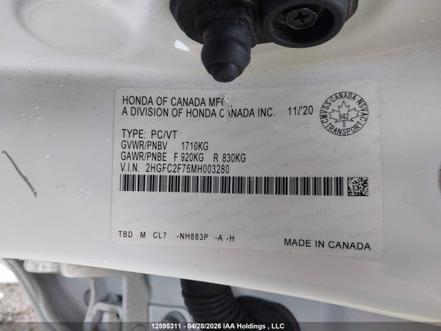 Honda Civic Ex 4dr 2021 2HGFC2F76MH003280 Image 9