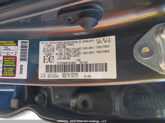 12595323 :رقم المزاد ، 3TYDZ5BN4PT018056 vin ، 2023 Toyota Tacoma Double Cab/sr5/trd Sport/trd Off Road مزاد بيع
