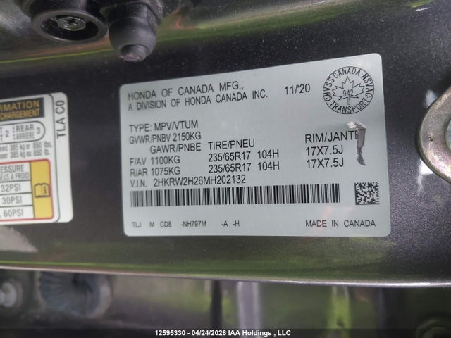 2HKRW2H26MH202132 Honda CR-V LX