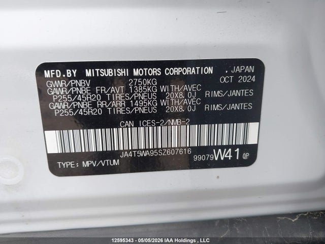 JA4T5WA95SZ607616 Mitsubishi Outlander Phev Gt Noir/gt S-awc