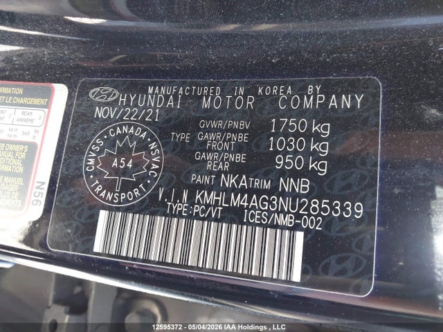 Продаж на аукціоні авто 2022 Hyundai Elantra, vin: KMHLM4AG3NU285339, номер лоту: 12595372