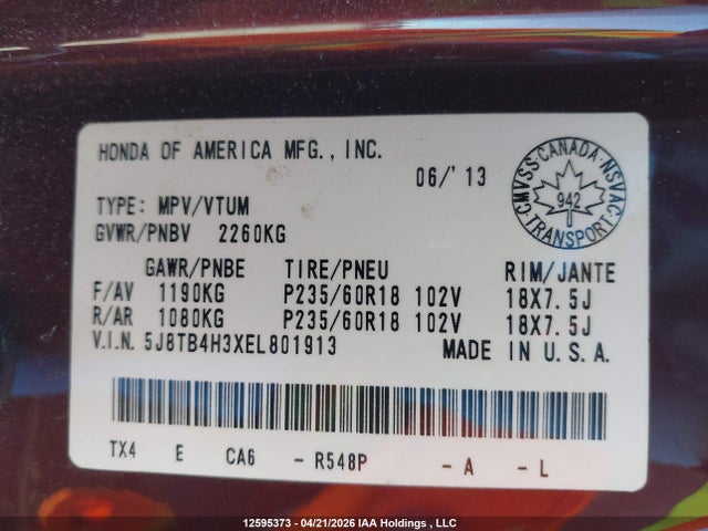 5J8TB4H3XEL801913 Acura RDX