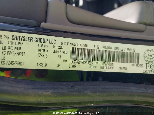 Продажа на аукционе авто 2011 Jeep Grand Cherokee, vin: 1J4RR4GG7BC503365, номер лота: 12595386