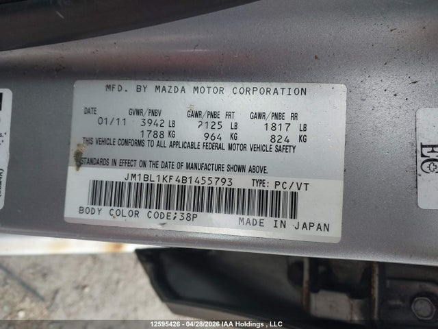 Продаж на аукціоні авто 2011 Mazda Mazda3, vin: JM1BL1KF4B1455793, номер лоту: 12595426