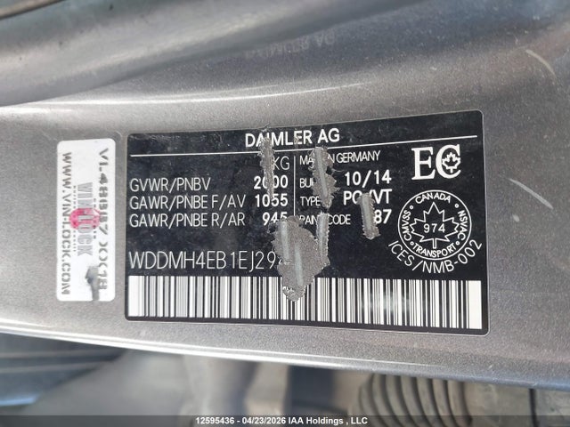 Aukcja sprzedaży 2014 Mercedes-benz B250, vin: WDDMH4EB1EJ294074, numer aukcji: 12595436