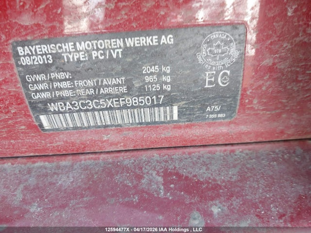 Aukcja sprzedaży 2014 Bmw 3 Series, vin: WBA3C3C5XEF985017, numer aukcji: 12594477