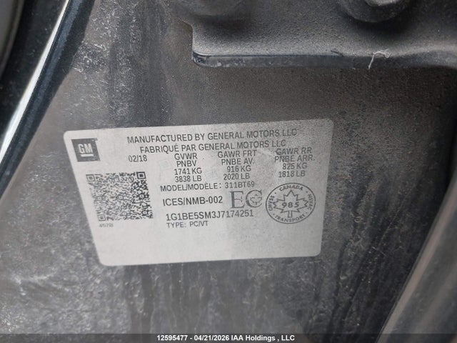 1G1BE5SM3J7174251 Chevrolet Cruze Lt Auto