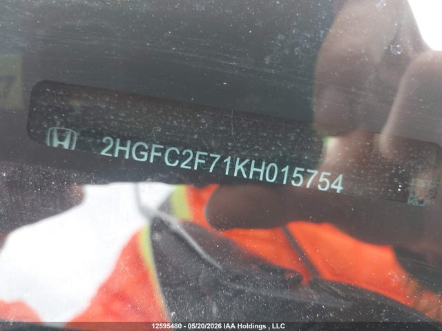 Auction sale of the 2019 Honda Civic, vin: 2HGFC2F71KH015754, lot number: 12595480