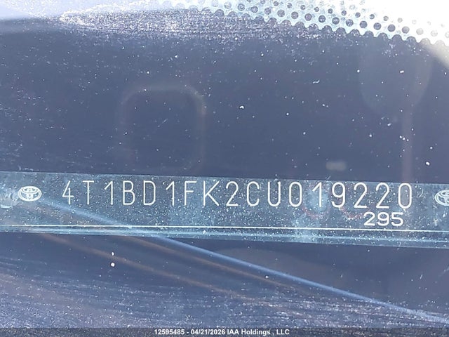 12595485 :رقم المزاد ، 4T1BD1FK2CU019220 vin ، 2012 Toyota Camry Hybrid/le/xle مزاد بيع